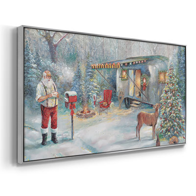 Père Noël caché - Toile tendue avec châssis encadré - Prêt à être accroché