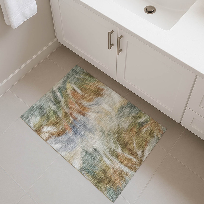 Tapis abstrait lavable à la machine de qualité supérieure Mayfield AMF2096, 1 pi 8 po x 2 pi 6 po, Beige