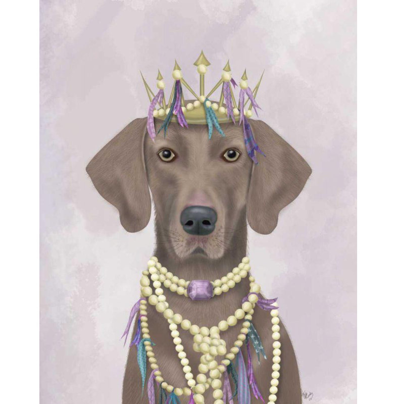 Art sur toile tendue Dakota Fields Fab Funky Gallery, Weimaraner with Tiara, H 18 po x l 15 po