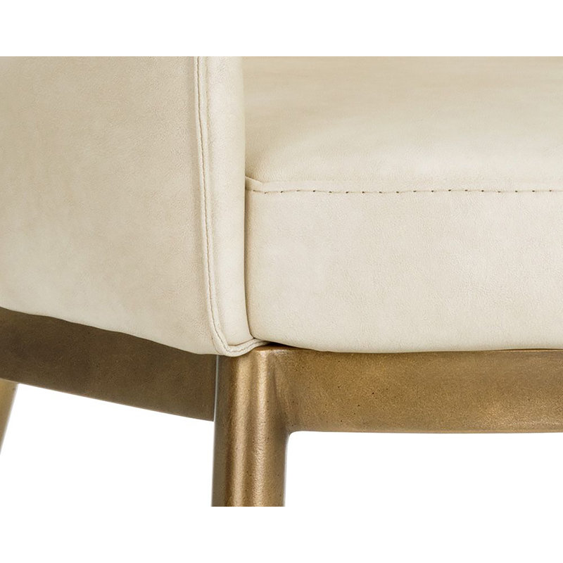 Beatriz 19.5'' H Upholstered Armchair - Cream, Cream Performance Basketweave, Gold