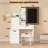Vanity Desk With Led Mirror Lights And Power Outlet Charging Station