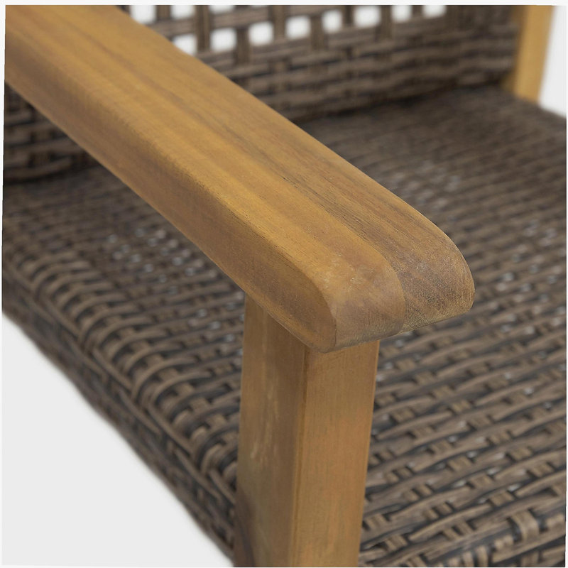 Chaise de salle à manger en bois et osier Hampton (ensemble de 2), Brun