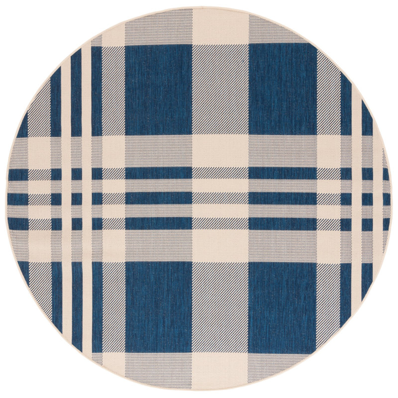 Tapis d'intérieur / extérieur à carreaux Janissa Performance, Rond 6 pi 7 po