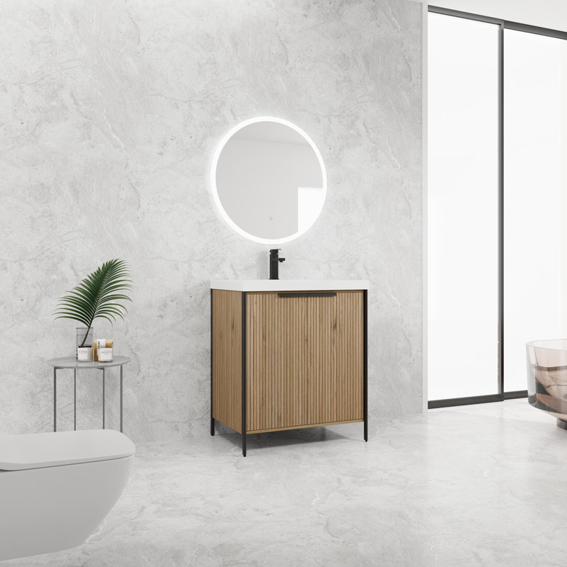 Meuble-lavabo autoportant avec lavabo en résine