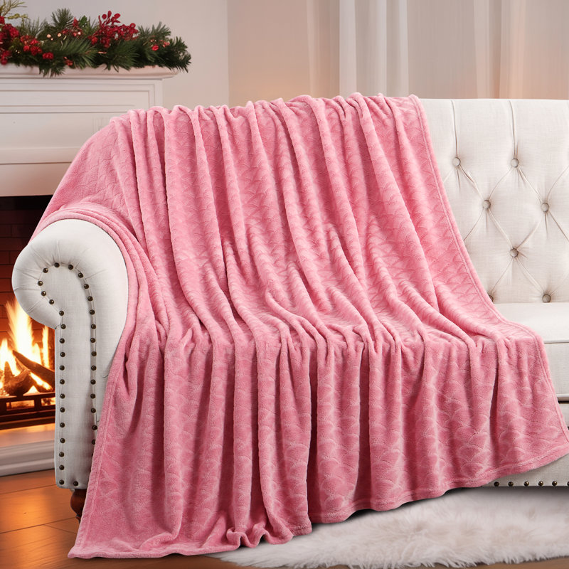 Couverture en flanelle brossée rose très grand, Très grand lit, Rose