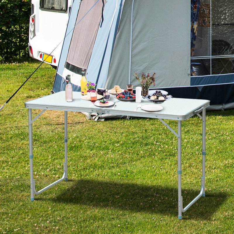 Table pliante de camping 47 po - Hauteur réglable, conception portable légère pour le camping, les pique-niques, le garage, l'utilisation à domicile, le pique-nique robuste, les corvées