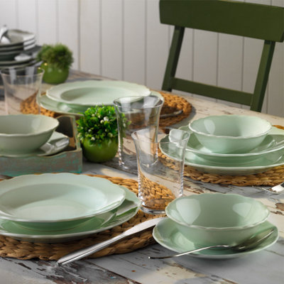 Calla Piece Porcelain China Dinnerware Set - Service for 6