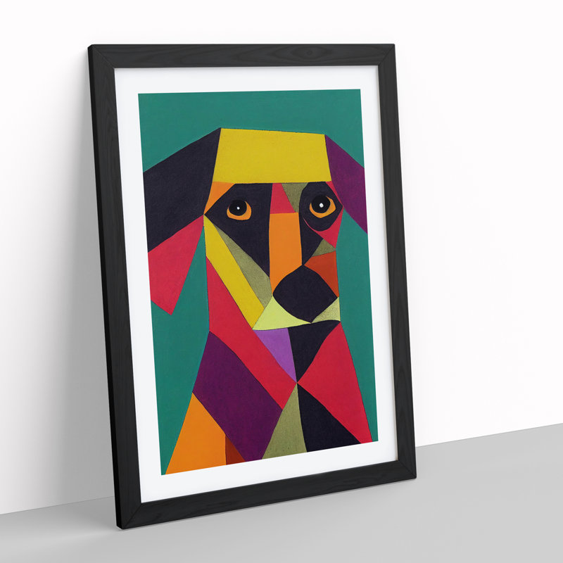 Dog In Abstract No.3 - Single Picture Frame Print, 64cm H x 46cm W x 2cm D, Black