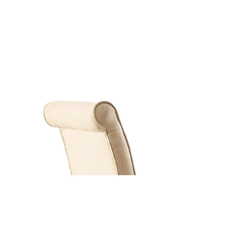 Chaise rembourrée en lin beige avec finition noyer, de 2 couleurs avec dossier et siège rembourrés,