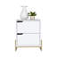 Table de chevet Brookland, table de chevet avec tiroirs doubles et base robuste, fini blanc / macadamia-456479312