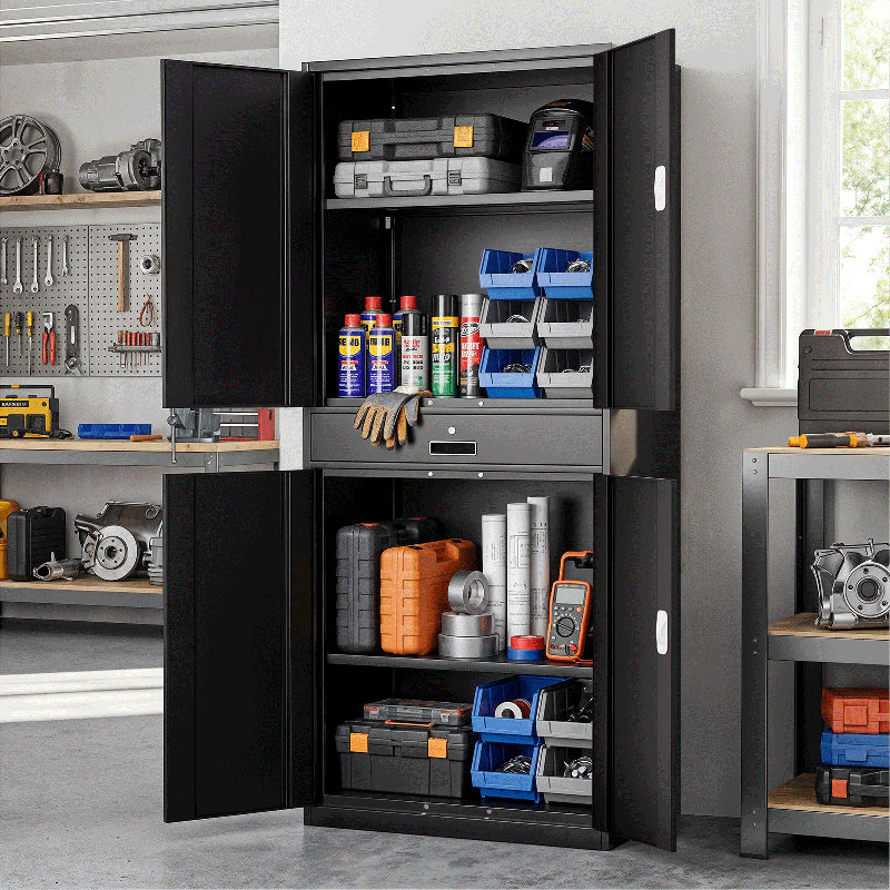 Armoires de rangement en métal avec serrure, H 71 po x l 31,5 po x P 15,75 po, Noir