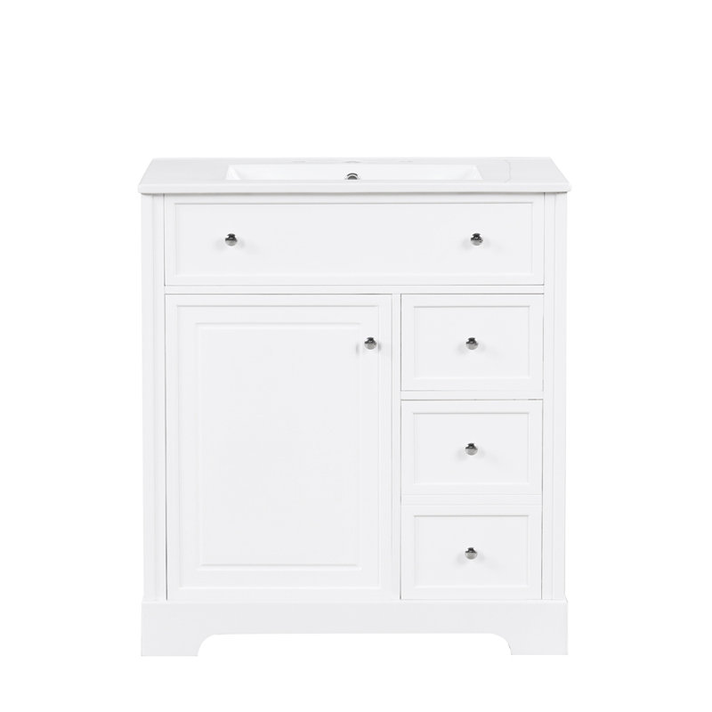 Meuble-lavabo 30 po avec comptoir d'évier, meuble-lavabo, Blanc