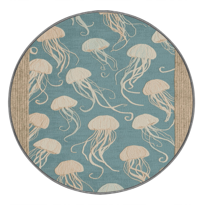  Tapis bord de mer lavable Jellyfish Ballet, Rond 7 pi