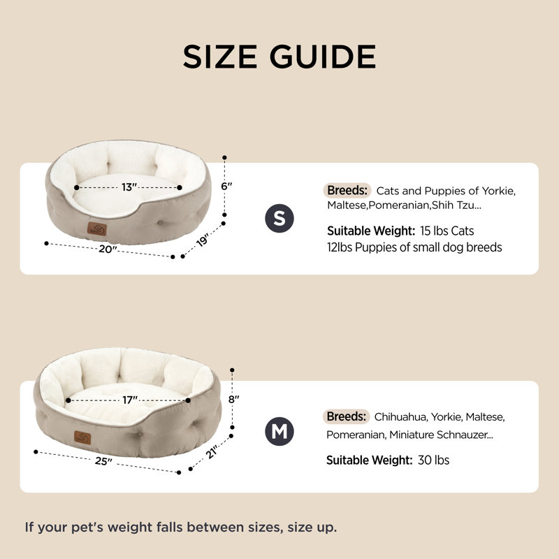 Lit pour chien et chat rond pour petits animaux de compagnie, nid lavable en peluche avec base antidérapante, intérieur, Gris