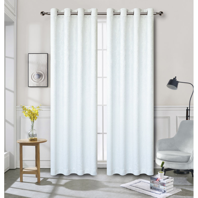 Eruh Semi Sheer Curtain Pair, White