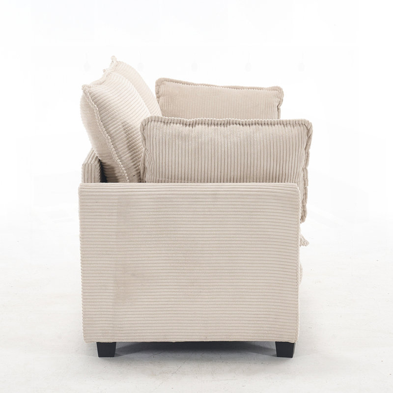 Canapé en velours à assise profonde de style contemporain, parfait pour la vie moderne et la détente., Beige