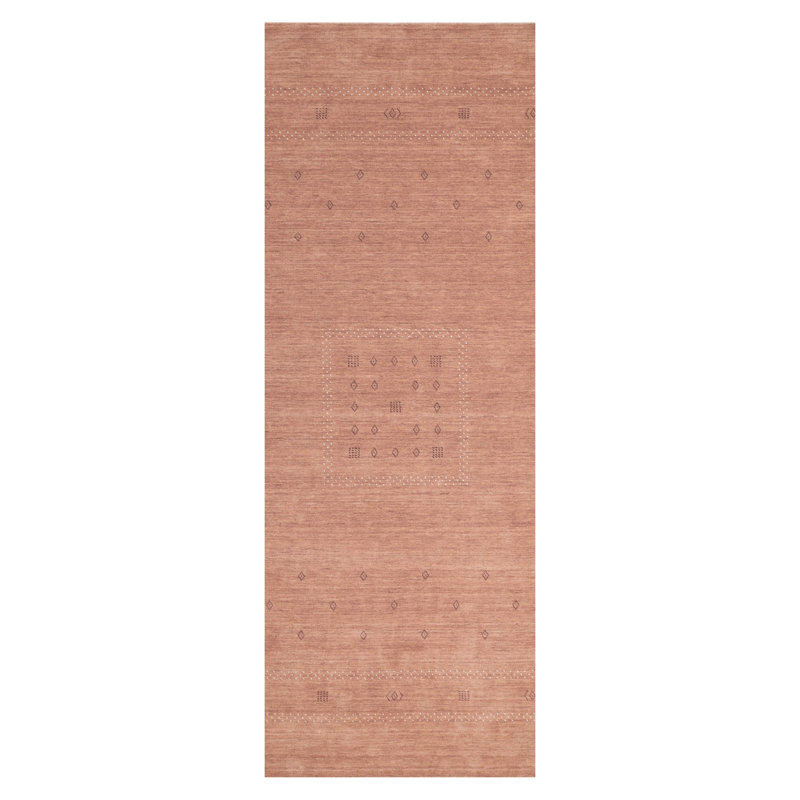 Simi Hand Knotted Cotton/Wool Southwestern Area Rug, Runner 2'6" x 8', Peach