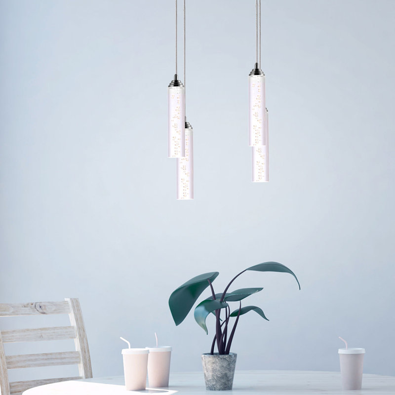 Ardrie 4 - Light Chrome Cluster Pendant, 6.7" H x 1.8" W x 1.8" D