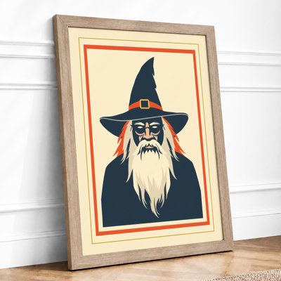 Bearded Wizard Art Deco - Framed Print
