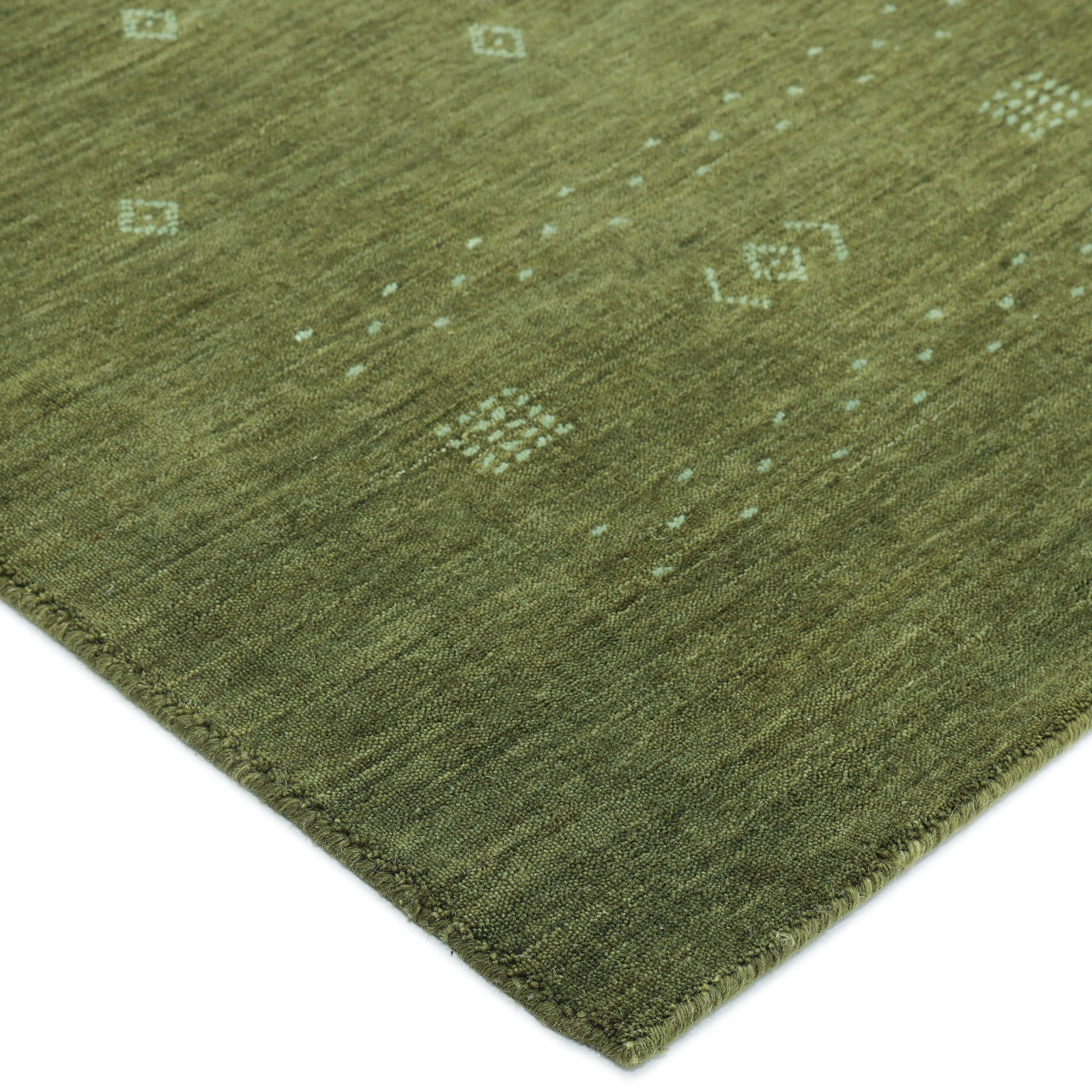 Simi Hand Knotted Cotton/Wool Southwestern Area Rug, Rectangle 5' x 8', Forest Green