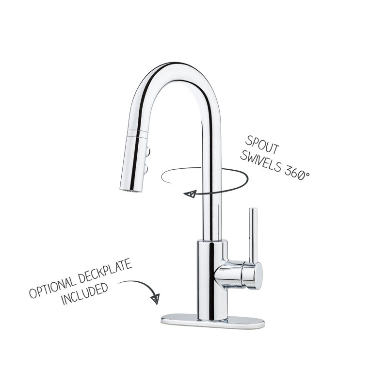 Stellen Pull Down Bar Faucet, Polished Chrome