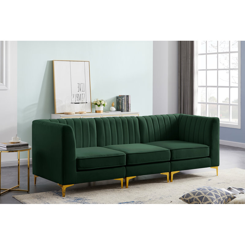 Canapé modulaire Enson, Velours vert