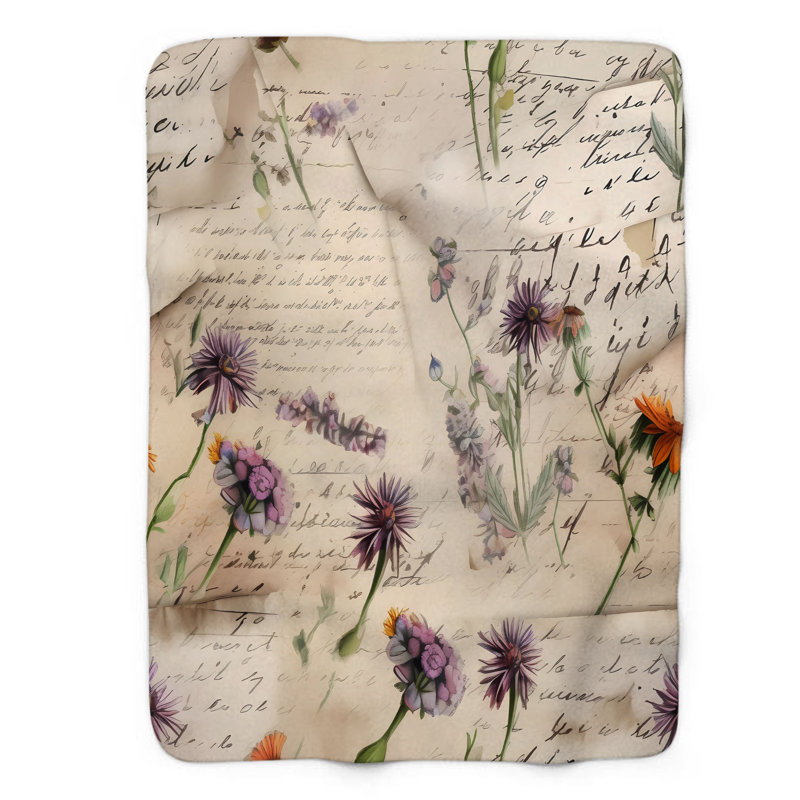 Pressed Flower Journal - Jeté de qualité supérieure en sherpa 1 pièce, L 50 po x L 60 po