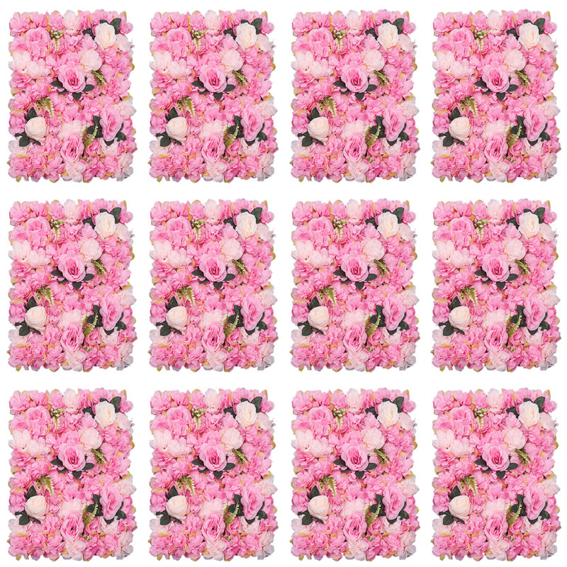 12 pièces panneau de fleurs murales artificielles pour fond de photo décor de mariage, Rose