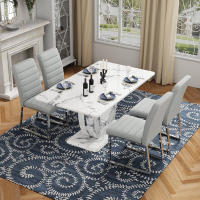 Dining Table set with PU Leather Upholstered Chairs