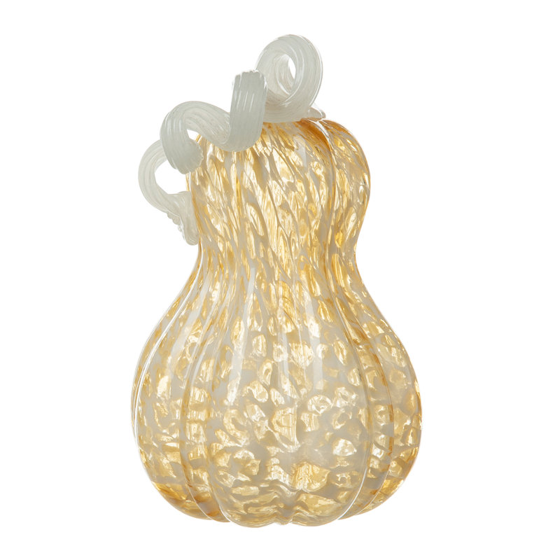 8.5"H Fall Glass Gourd, Gold