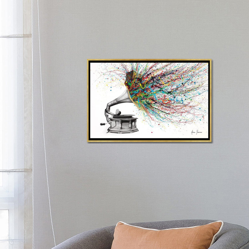 «Radical Rhapsody» par Ashvin Harrison, reproduction, Toile avec cadre flottant or, H 18 po x l 26 po x P 1,5 po, Non