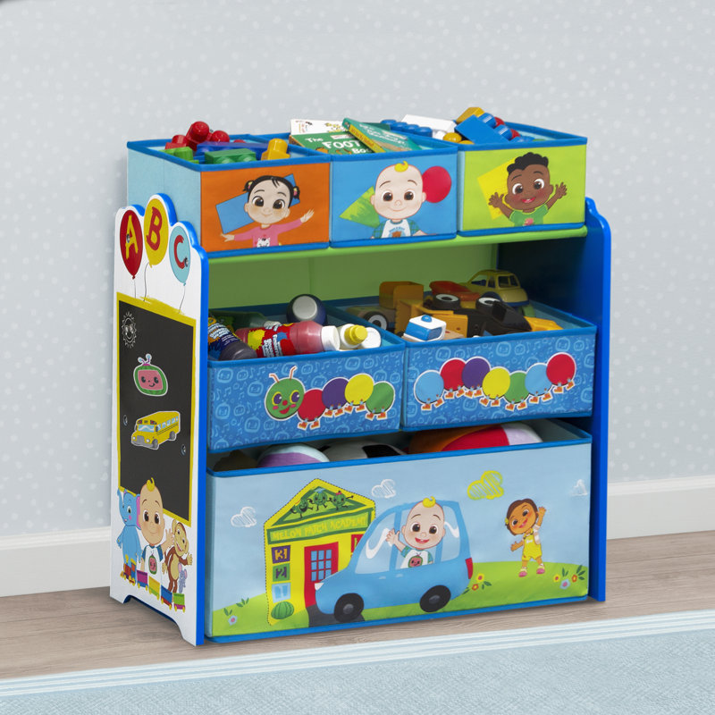 CoComelon Blue Wooden 6-Bin Toy Storage Organizer