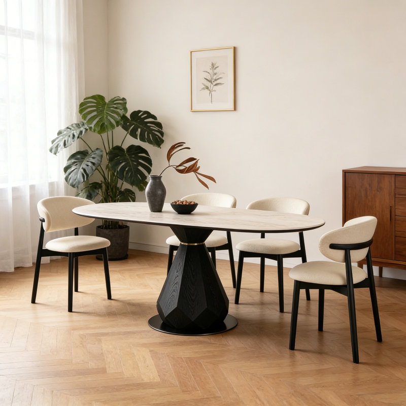 Table de salle à manger rétro et exquise, H 29,5 po x l 63 po x P 31,5 po, Brun et noir