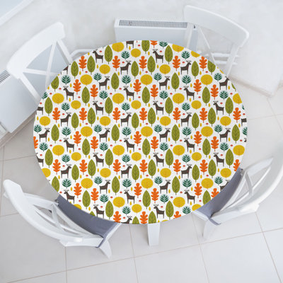 East Urban Home Woodland Fitted Round TableclMulticolor 83363