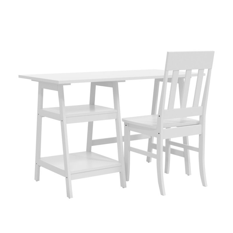 Bureau d'écriture simple avec 2 tablettes Jamonte, Blanc