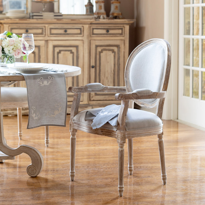 Gray Wood Upholstered Vintage Accent Chair