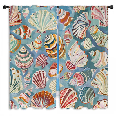 Rideaux à motif de coquillages - 2 panneaux