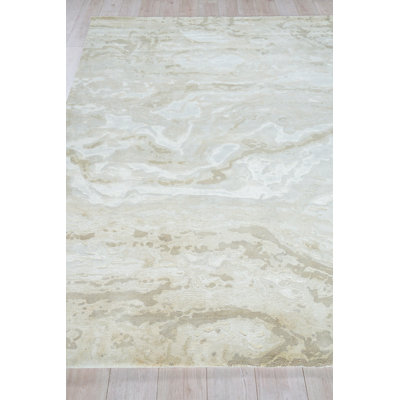 Saccara Beige Wool/Bamboo Silk handloomed Area Rug