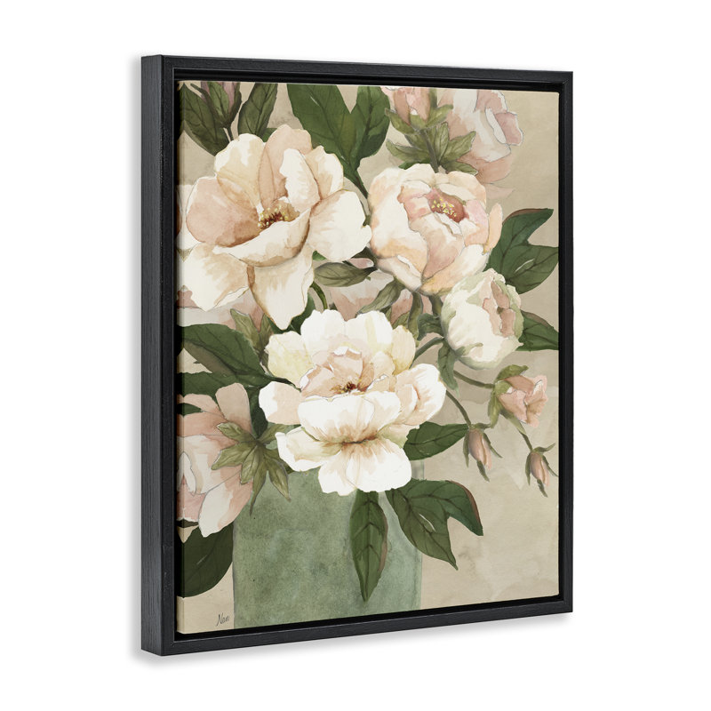Chic Elegant Rose Bouquet, Jet Black Floater Frame, 21" H x 17" W