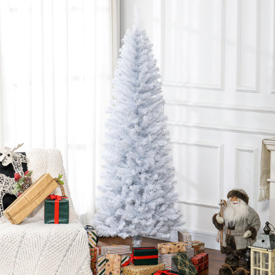 Artificial 6ft Christmas Tree, Slim With 618 Tips, White Realistic Ambience Branch Design Flame
