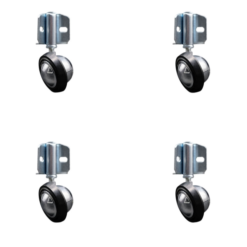 Rubber Ball Caster with Corner Mount Bracket