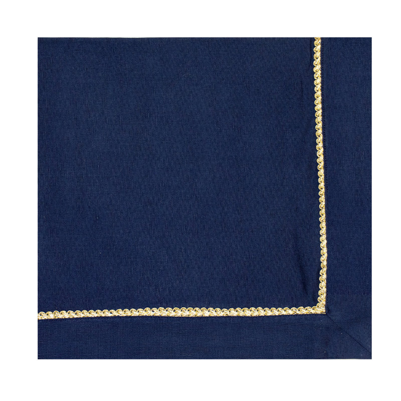 Braided Linen Napkin, Navy/Gold