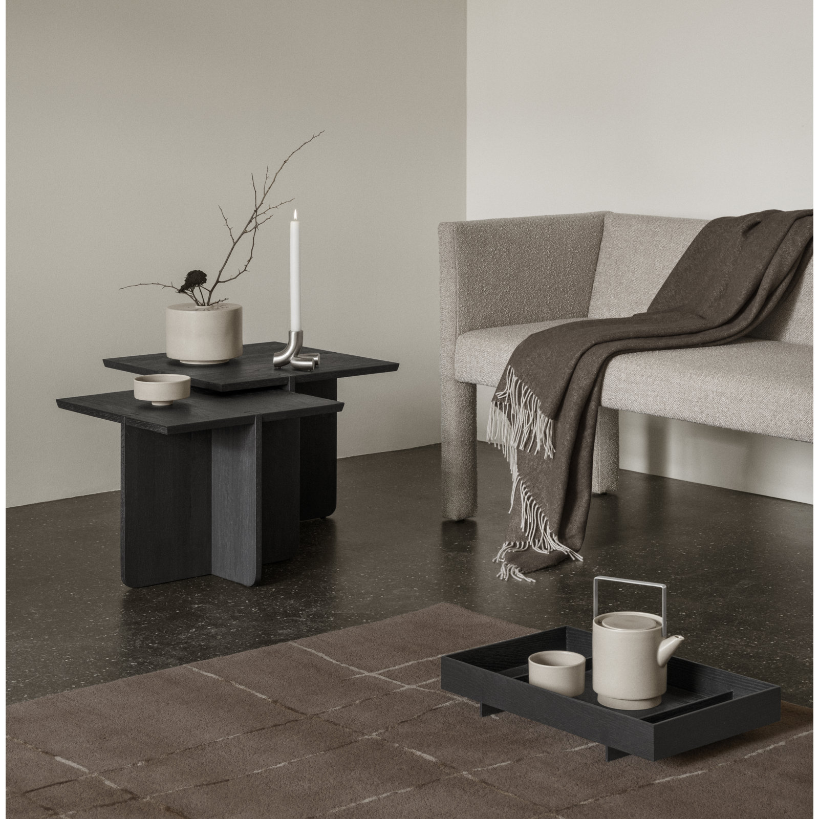 Abento Hardwood Tray, 3.34" H x 19.68" W x 11.81" D, Black