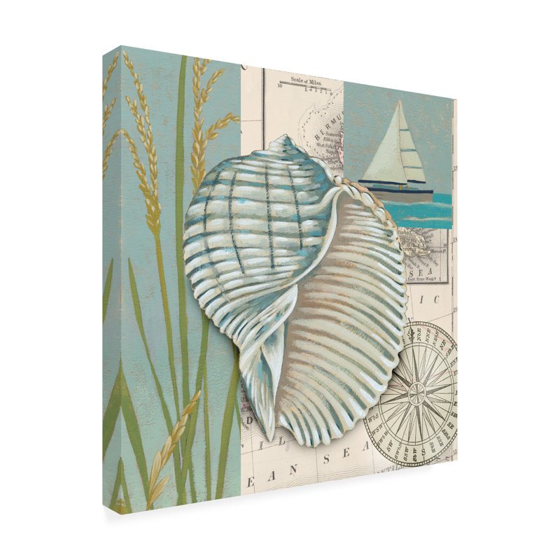 Toile d'extérieur Chariklia Zarris «Seaside Shell I», H 14 po x l 14 po x P 1,5 po