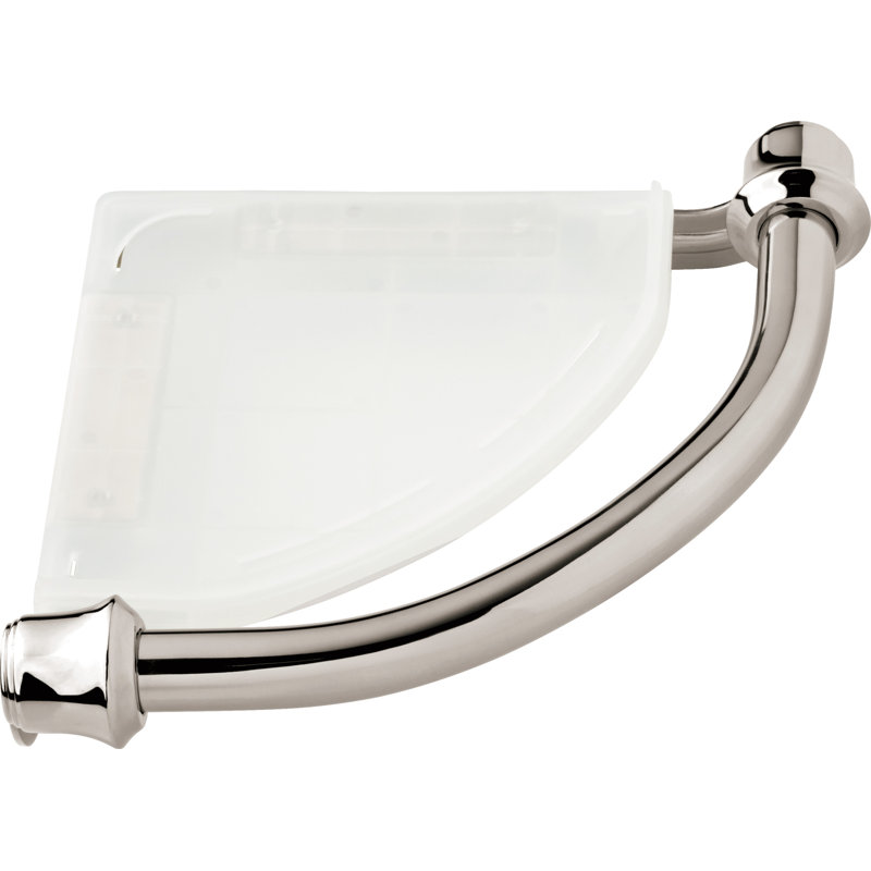 Bath Safety Grab Bar with Corner Shelf, Brilliance Polished Nickel