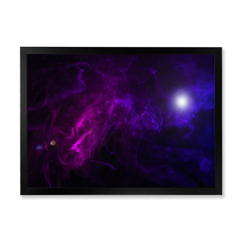Tempête mystique mauve et noire - décoration murale moderne en toile, H 30 po x l 40 po x P 1,5 po, Cadre photo noir