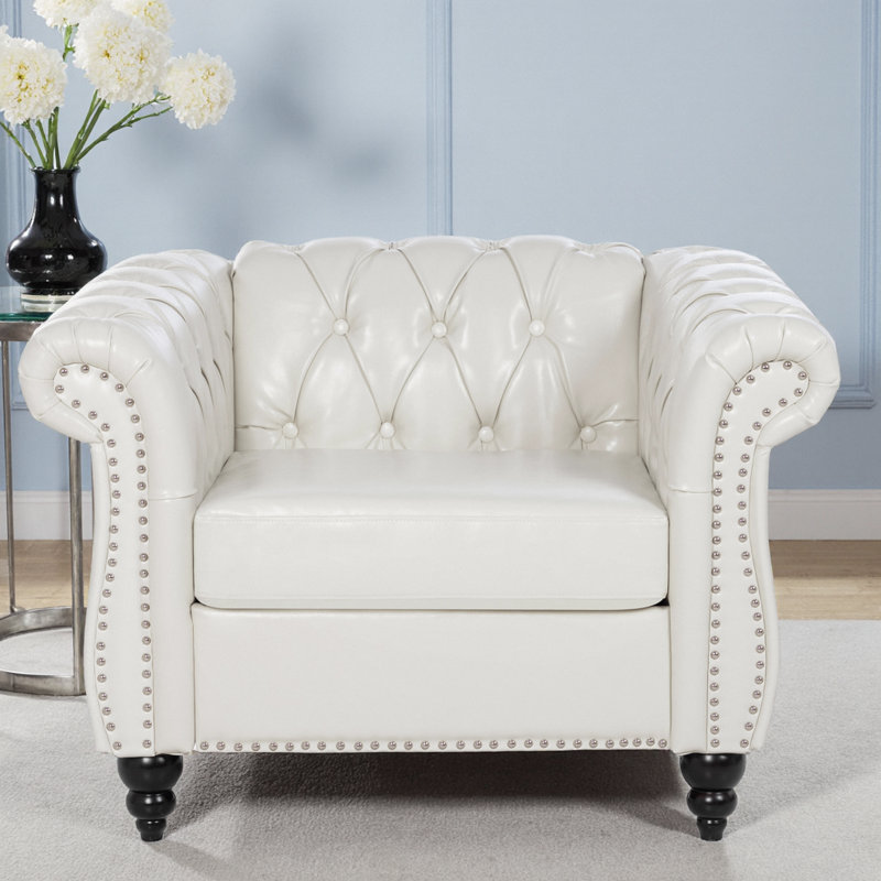 Élégant canapé en cuir PU blanc à 1 place - Un luxe compact pour votre espace de vie, Blanc