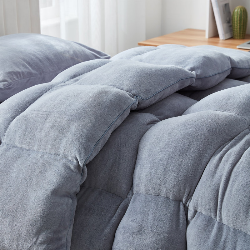 Ensemble d'édredon en microfibre 5 pièces, Gris argenté, Édredon pour grand lit + 2 taies décoratives sta