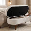Banc de rangement avec repose-pieds ovale avec revêtement en tissu plissé, pieds en bois d'hévéa et compartiment de rangement caché - repose-pieds polyvalent, sièges supplémentaires et décoration de salon-446963642-446963645