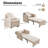  87'L 3-In-1 Convertible Chair Linen Sleeper with Adjustable Backrest and Storage Bag Set Of 2-2002382888
